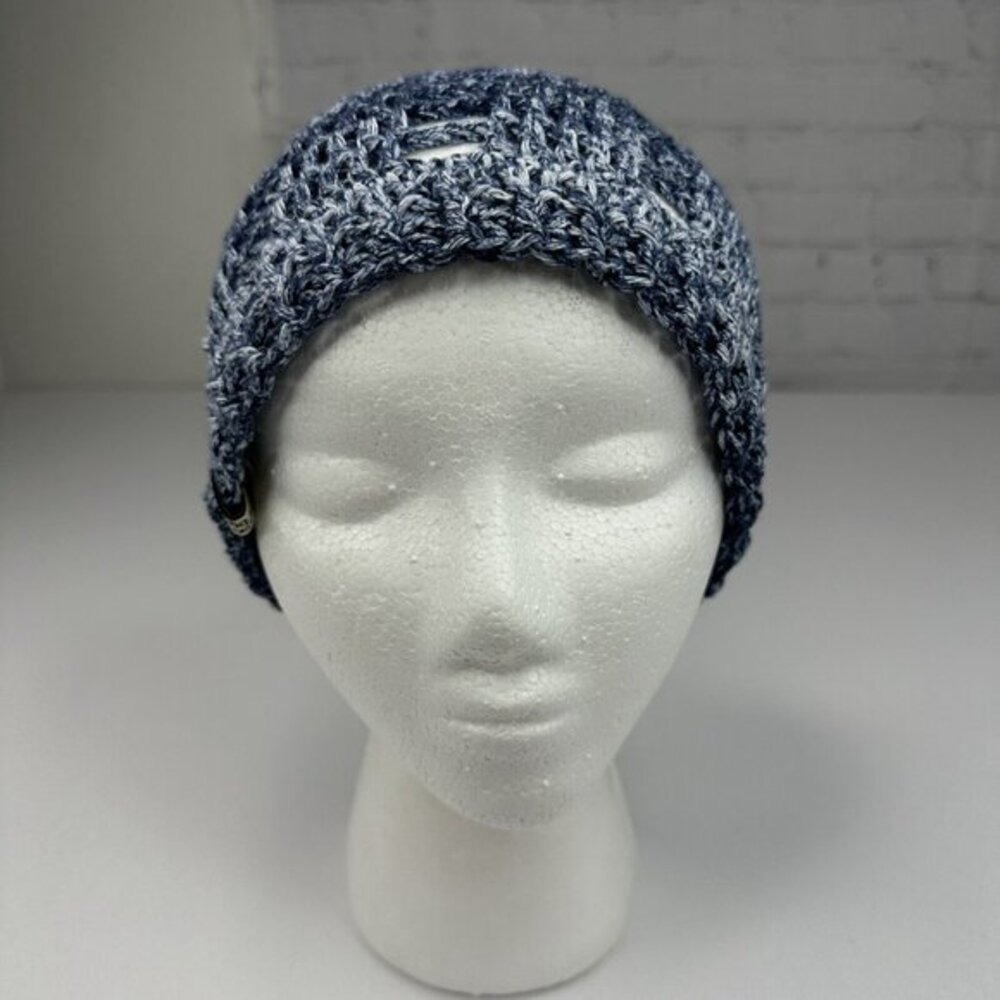 Created By Cyd Slouchy Snoody Beanie Denim Splash Blue Crochet Cotton Hat NEW - Picture 2 of 9